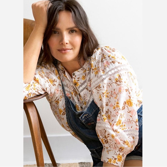 Anthropologie Harmony Lace Peasant Top - Picture 3 of 12